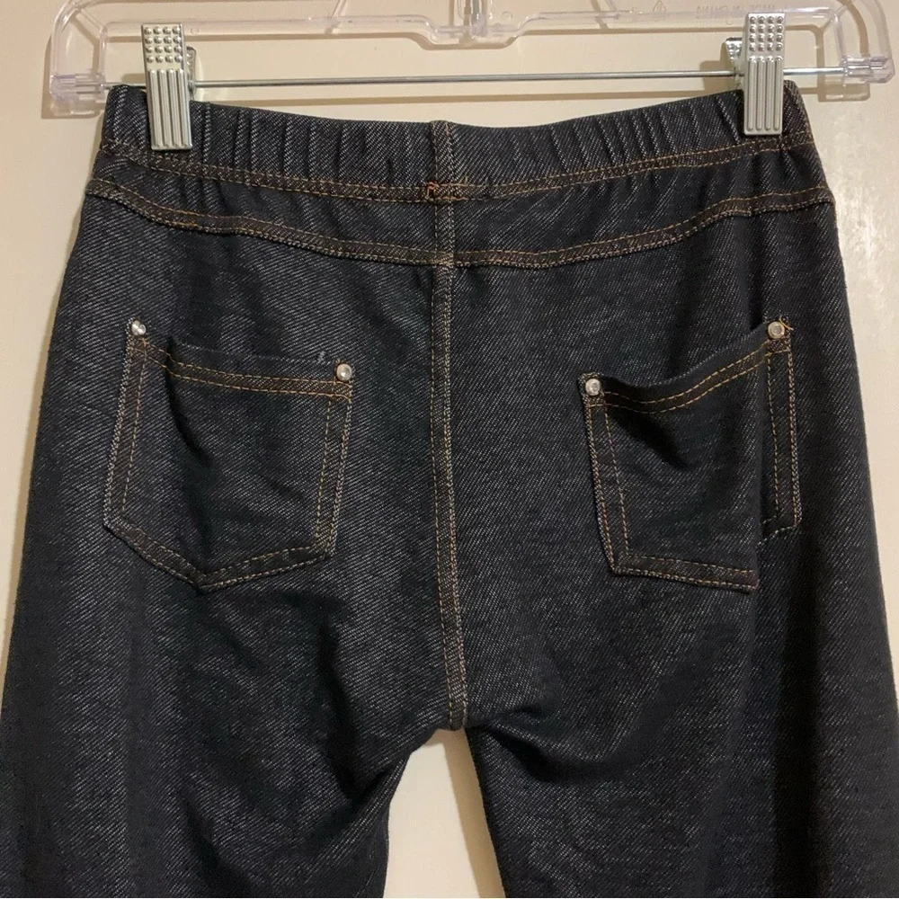 F&F Girls Pull-on Stretch Leggings Jeggings One Size Indigo Dark Blue Fabric.